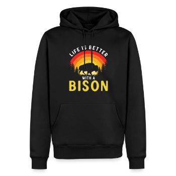 Life is better with a bison cow bison buffalo - Men’s Premium Organic Hoodie - black - Front - Nico (187cm)