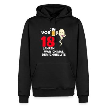 Vor 18 Jahren war ich mal der Schnellste - Männer Premium Bio Hoodie - Schwarz - Vorne - Nico (187cm)