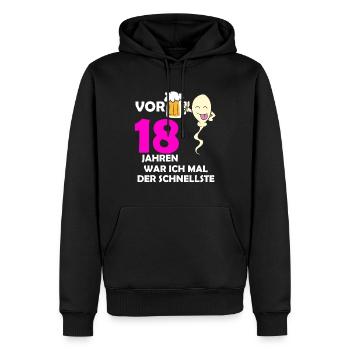 Vor 18 Jahren war ich mal der Schnellste - Männer Premium Bio Hoodie - Schwarz - Vorne - Nico (187cm)