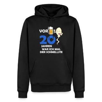 Vor 20 Jahren war ich mal der Schnellste - Männer Premium Bio Hoodie - Schwarz - Vorne - Nico (187cm)