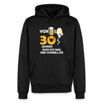 Vor 30 Jahren war ich mal der Schnellste - Männer Premium Bio Hoodie - Schwarz - Vorne - Nico (187cm)