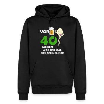 Vor 40 Jahren war ich mal der Schnellste - Männer Premium Bio Hoodie - Schwarz - Vorne - Nico (187cm)