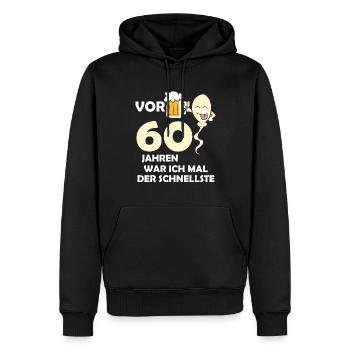 Vor 60 Jahren war ich mal der Schnellste - Männer Premium Bio Hoodie - Schwarz - Vorne - Nico (187cm)