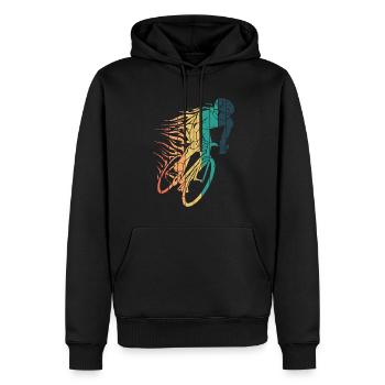Retro Cyclist with Flames Bike Bike eMTB - Men’s Premium Organic Hoodie - black - Front - Nico (187cm)