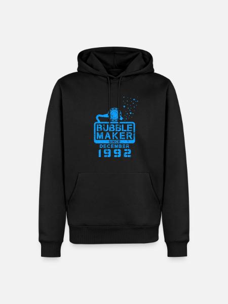 Taucher Geburtstag Bubblemaker seit Dezember 1992 - Männer Premium Bio Hoodie - Schwarz