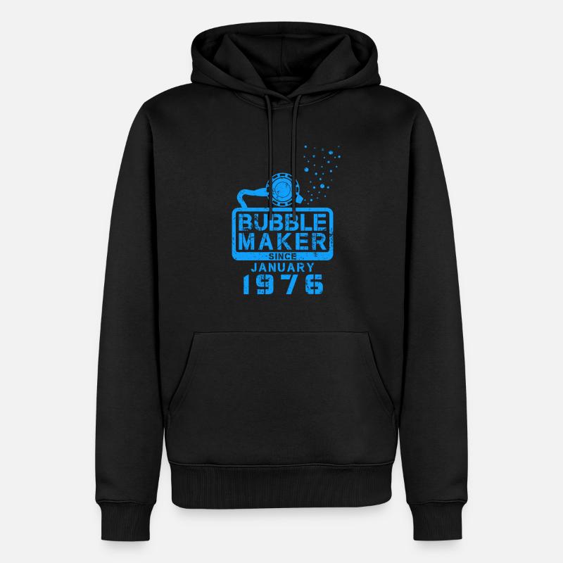 Taucher Geburtstag Bubblemaker seit Januar 1976 - Männer Premium Bio Hoodie - Schwarz