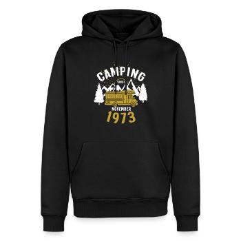 Anniversaire: Camping depuis novembre 1973 Camping-car - Sweat à capuche Premium bio Homme - noir - Devant - Nico (187cm)
