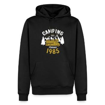 Anniversaire: Camping depuis février 1985 Camping-car - Sweat à capuche Premium bio Homme - noir - Devant - Nico (187cm)
