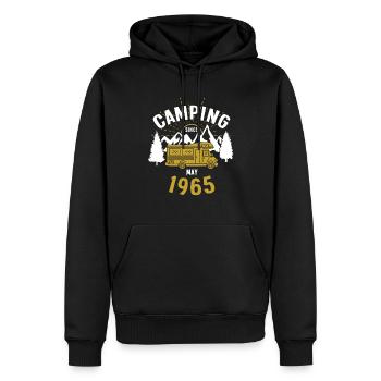 Anniversaire: Camping depuis mai 1965 Camping-car - Sweat à capuche Premium bio Homme - noir - Devant - Nico (187cm)