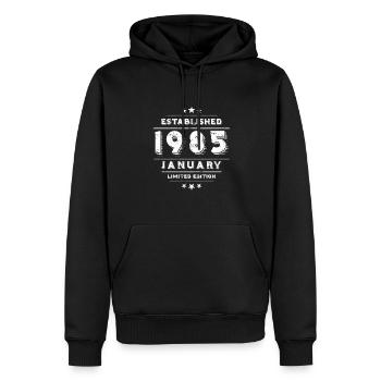Birthday in January 1985 - January - Men’s Premium Organic Hoodie - black - Front - Nico (187cm)