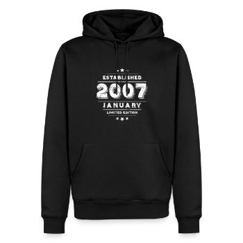 Anniversaire en Janvier 2007 - Janvier - Sweat à capuche Premium bio Homme - noir - Devant - Nico (187cm)