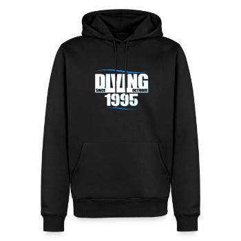 Anniversaire du plongeur - Plongée depuis octobre 1995 - Sweat à capuche Premium bio Homme - noir - Devant - Nico (187cm)