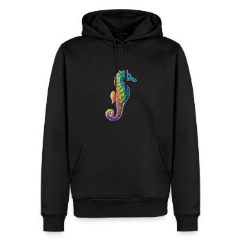 Buntes Seepferdchen - Unterwasser - Tauchen - Aqua - Männer Premium Bio Hoodie - Schwarz - Vorne - Nico (187cm)