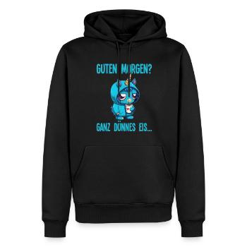 Guten Morgen Ganz dünnes Eis Lustiger Einhorn Kaff - Männer Premium Bio Hoodie - Schwarz - Vorne - Nico (187cm)