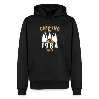 Anniversaire: Camping depuis mars 1984 Camping - Sweat à capuche Premium bio Homme - noir - Devant - Nico (187cm)