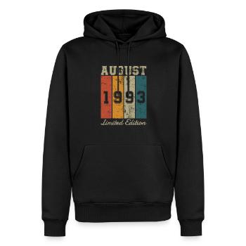 Date de naissance : Août 1993 - Edition Limitée Rétro - Sweat à capuche Premium bio Homme - noir - Devant - Nico (187cm)