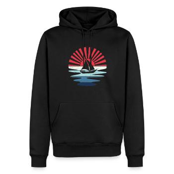 Retro Segeln Boot Segelboot Skipper Katamaran - Männer Premium Bio Hoodie - Schwarz - Vorne - Nico (187cm)