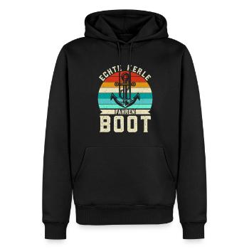Retro Echte Kerle fahren Boot - Anker Skipper - Männer Premium Bio Hoodie - Schwarz - Vorne - Nico (187cm)