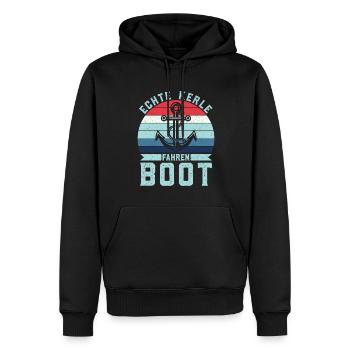 Retro Echte Kerle fahren Boot - Anker Skipper - Männer Premium Bio Hoodie - Schwarz - Vorne - Nico (187cm)
