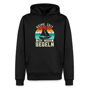 Retro Keine Zeit Ich Muss Segeln - Boot Skipper - Männer Premium Bio Hoodie - Schwarz - Vorne - Nico (187cm)