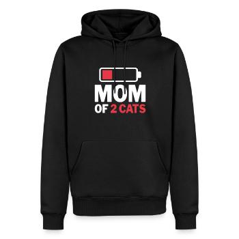 Mom of 2 Cats - Empty Battery Cat Mom - Men’s Premium Organic Hoodie - black - Front - Nico (187cm)