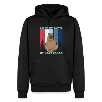 Retro Easily Distracted by Capybaras Capybara - Men’s Premium Organic Hoodie - black - Front - Nico (187cm)