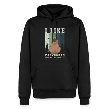 I like Capybaras and Maybe 3 People - Capybara - Men’s Premium Organic Hoodie - black - Front - Nico (187cm)