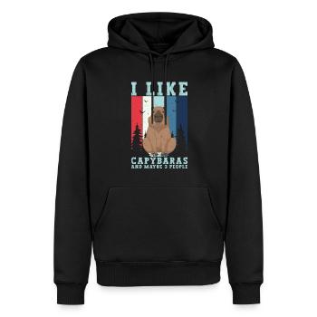 I like Capybaras and Maybe 3 People - Capybara - Men’s Premium Organic Hoodie - black - Front - Nico (187cm)