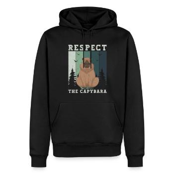 Retro Respect the Capybara - Capybara Fans - Männer Premium Bio Hoodie - Schwarz - Vorne - Nico (187cm)