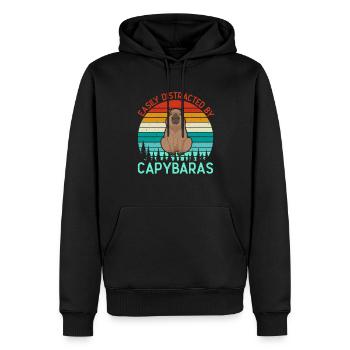 Retro Easily Distracted by Capybaras Capybara - Men’s Premium Organic Hoodie - black - Front - Nico (187cm)