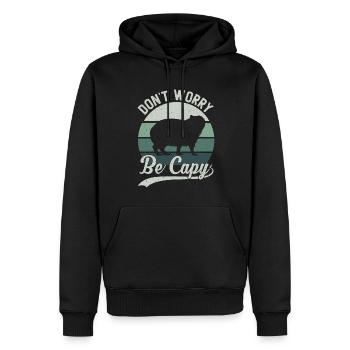Retro Don't Worry Be Capy - Capybaras Capybara - Men’s Premium Organic Hoodie - black - Front - Nico (187cm)
