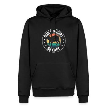 Retro Don't Worry Be Capy - Capybaras Capybara - Men’s Premium Organic Hoodie - black - Front - Nico (187cm)