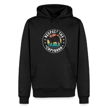 Retro Respect the Capybara - Capybara Fans - Männer Premium Bio Hoodie - Schwarz - Vorne - Nico (187cm)