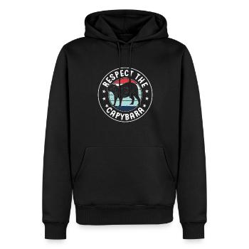 Retro Respect the Capybara - Capybara Fans - Männer Premium Bio Hoodie - Schwarz - Vorne - Nico (187cm)