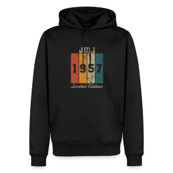 Date de naissance : Juillet 1957 - Edition Limitée Rétro - Sweat à capuche Premium bio Homme - noir - Devant - Nico (187cm)