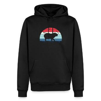 Rétro Capybara Silhoutte - Capybaras - Sweat à capuche Premium bio Homme - noir - Devant - Nico (187cm)