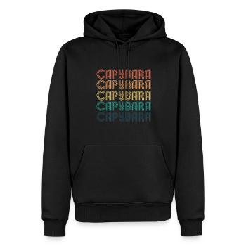 Retro Capybara Text Design - Capybaras - Männer Premium Bio Hoodie - Schwarz - Vorne - Nico (187cm)