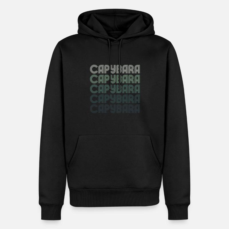 Retro Capybara Text Design - Capybaras - Männer Premium Bio Hoodie - Schwarz