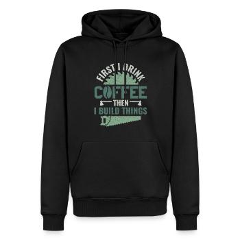 Boire du café - Tischler Schreiner & - Sweat à capuche Premium bio Homme - noir - Devant - Nico (187cm)