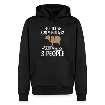 I Like Capybaras and maybe 3 People - Capybara - Men’s Premium Organic Hoodie - black - Front - Nico (187cm)