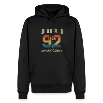 Date de naissance: Juillet 1992 - Edition Limitée Rétro - Sweat à capuche Premium bio Homme - noir - Devant - Nico (187cm)