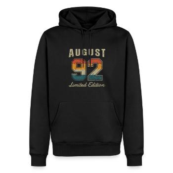 Date de naissance: Août 1992 - Edition Limitée Rétro - Sweat à capuche Premium bio Homme - noir - Devant - Nico (187cm)