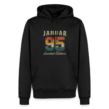Geburtstag: Januar 1995 - Limited Edition Retro - Männer Premium Bio Hoodie - Schwarz - Vorne - Nico (187cm)