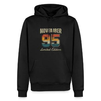 Geburtstag: November 1995 - Limited Edition Retro - Männer Premium Bio Hoodie - Schwarz - Vorne - Nico (187cm)
