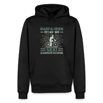 Radfahren ist wie Sex - Lustiges Fahrradfahrer - Männer Premium Bio Hoodie - Schwarz - Vorne - Nico (187cm)
