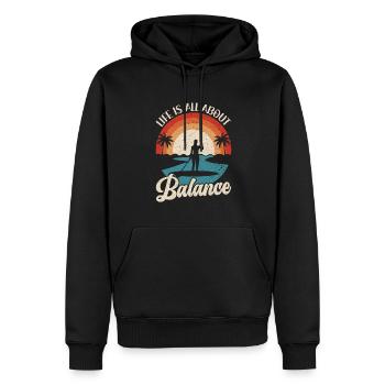 Life is all about Balance - Stehpaddel Stand Up - Männer Premium Bio Hoodie - Schwarz - Vorne - Nico (187cm)
