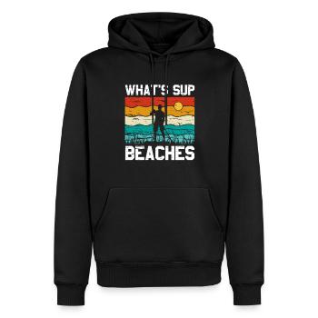 What's SUP Beaches - SUP Stehpaddel Stand Up - Männer Premium Bio Hoodie - Schwarz - Vorne - Nico (187cm)