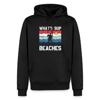 What's SUP Beaches - SUP Stehpaddel Stand Up - Männer Premium Bio Hoodie - Schwarz - Vorne - Nico (187cm)