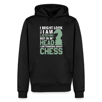 Just think of chess - Knight Chess Piece Knight - Men’s Premium Organic Hoodie - black - Front - Nico (187cm)