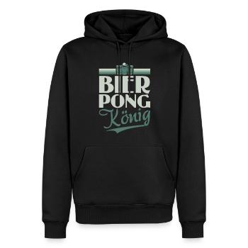 Bier Pong König - Bierpong Saufen Bier Pong - Männer Premium Bio Hoodie - Schwarz - Vorne - Nico (187cm)